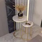 Set Of 2 Nesting End Tables Round Stacking Coffee Side Table For Small Spaces