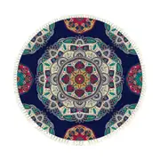 SOGA 90cm Round Rug Bohemian Circle Area Rug with Bohemian Geometric Pattern Anti-slip Doormat Home Decor