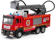 Die-cast Alloy Diecast 1/32 Fire Ladder Truck Model Car with Light Sound Rescue Firefighter Vehicle Mini Vehicle Models Miniature Vehicle