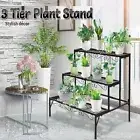 Steel Plant Stand 3 Tier Rectangle Metal Flower Pot Planter Corner Shelf Black
