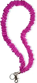 Geyoga Scrunchie Lanyards for ID Card and Keys Scrunchy Cute Neck Keychain With Clip Closure Stretchy Lanyards For Teacher (Raspberry)