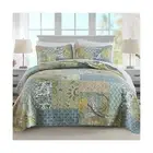 NEWLAKE Quilt Set King Size, 100% Cotton Patchwork Green Bohemian Quilt Sets,...