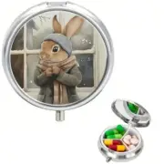 Charming Rabbit Design Pill Box - 3 Compartment Organizer, Portable Travel Case