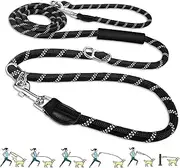 Hands Free Dog Leash, 10FT Adjustable Dog Training Leash 1/2 Inch Nylon Heavy Duty Lead No Pull for Large Medium Dogs, Tangle Free Reflective Waist Leash for Dog Walking Running