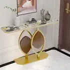 Luxury Wash Drawing Top Real Stone Console Table Entryway Hall w Gold Metal Base