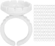 Pack of 100 Adhesive Rings for Eyelash Extensions, Disposable Eyelash Glue Ring, Cup, Glue Cup, Eyelash Extension, Glue Holder for Eyelash Extension (100 White Pack)