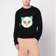 [Valentino] Black sweater with Le Chat de la Maison patch L Black
