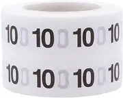 White Circle with Black Number 10 Stickers, 1/2 Inch Round, 1000 Labels on a Roll