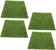 ibasenice 1set Artificial Grass Mat DIY Tiny Turf Mat for Miniature Garden Decoration Realistic Simulation Grass Rug for Micro Landscape Projects Use 4pcs