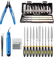 RAYWE Deburring Tool Kit Engraving Knife Carving Tool DIY 3D Printer Part 3D Model File Cutter Scraper Material Removal Tool with Chiseling Blade/Stencil Edge Blade/Fine Point Blade and More