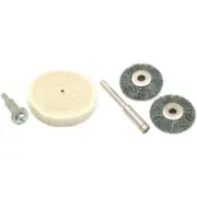 Cotton Sewn Buffing Wheel 3",Two 7/8" Steel Wire Wheel Brushes Kit