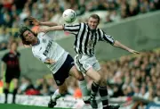 Steve Watson of Newcastle United David Ginola of Tottenham Hotspur- Old Photo