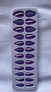 Ethnic Choice Set of 24 Crome Reusable Artificial Nails with Liquid Glue (Purple)