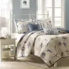 BEAUTIFUL BLUE BEIGE BEACH OCEAN SEASHELL SHORE CORAL NAUTICAL QUILT SET NEW