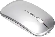XUMIUZIY Mouse, 2.4G Portable Slim Cordless Mouse, Ergonomic Dual Mode LED Breathing Light 500mAh Rechargeable Battery Adjustable DPI Office (Silver)
