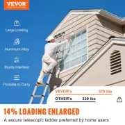 12.5ft Aluminum Telescoping Ladder Extension Multi-Purpose Portable Step Tool