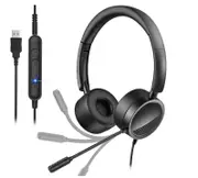 USB Headset with Micphone New bee H360 Call Controls Noise Cancelling Computer Headset Office Headset Call Center Headset for Skype, Zoom, Laptop,
