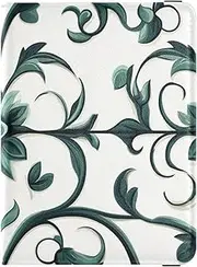 [Amooorous] Bohemia Europe Vine Scroll Pattern Cyan Leather decorative waterproof passport holder Travel Documents Organizer Protector Passport Holder Lightweight, Bohemia Europe vine scroll pattern cyan, 1 size