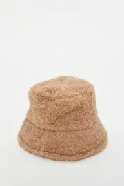 Beige Borg Bucket Hat - Size ONE, Women's Hats