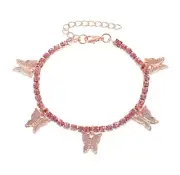Butterfly Anklet Charms with Tennis Chain Iced Out CZ - Ankle Bracelet Anklet