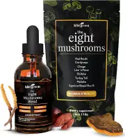 KIKI Green 8 Mushrooms Powder & Liquid Extract Bundle - Mushroom Supplement Comp