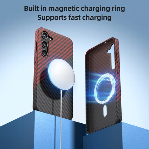 For Samsung Galaxy A55 5G, Luxury Magnetic Carbon Fiber Pattern Soft Cover Case