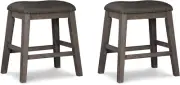Caitbrook Rustic 24.4" Counter Height Upholstered Barstool, 2 Count, Gray