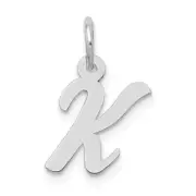 14k White Gold Small Script Letter K Initial Charm Bracelet Necklace