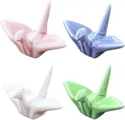 AIMALL Japanese Ceramic Chopstick Rest, Handmade Paper Crane Design Chopstick Rest, Style Decoration, 2.36x1.85x1.37 Inch (Set of 4)