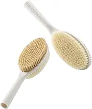 Backski Dry Brushing Body Brush for Lymphatic Drainage,Dry Brush with Soft and Stiff Bristles,Exfoliating Skin Brush,2-Pack Replacement Brush Head for 19" Body Brush(Handle not Included).