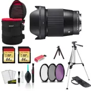 Sigma 16mm Contemporary Lens f/1.4 DC DN for Sony E 402965 with 2x 64GB Memory