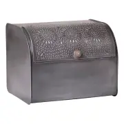 Antique Tin Bread Box: Farmhouse Style, Punched Design, 11"" High