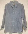 Rafaella Sportswear Light Blue Genuine Leather Button Down Lined Top Size L