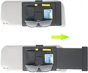 TFY Car Sun Visor Extender and Organizer, Universal Sunshade Anti-Glare, Vehicle Storage Holder for Sunglasses, Pens and Cards, Multi-Pocket Auto Interior Accessories - 1 Piece (Black)