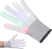 [Kisangel] 1 Pair Light Up Gloves for LED Rave Finger Gloves Comfortable Fit for Halloween Birthdays Built Battery for Fun Parties Soft for Long Term Wear
