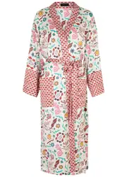 Jessica Russell Flint Danpatch Printed Silk-satin Robe - Multicoloured M/L (UK14 / L)