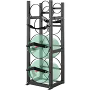 Refrigerant Tank Rack, with 2 x 30lbs and Other 3 Small Bottle Tanks, Cylinder Tank Rack 12.79x12.99x47.12 in, Refrigerant Cylinder Rack and Holders for Freon, Gases, Oxygen,