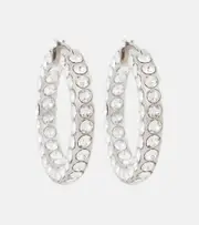 [Amina Muaddi] Amina Muaddi Jahleel large crystal-embellished hoop earrings One Size silver