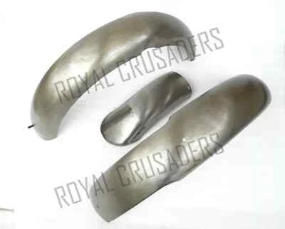 NEW NORTON ES2 FRONT AND REAR MUDGUARD SET RAW STEEL (REPRODUCTION)