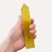 WUYOUSHI Large Natural Citrine Healing Crystal Wand 5.9-6.69" Natural Crystal Tower 6 Faceted Chakra Crystal Point Meditation Therapy Reiki Energy Stone Home Decor Collection Gift