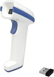 AMBIR BR212 Healthcare Wireless Barcode Scanner, LED Light, 1D/2D/QR Scanner, Compatible with Windows, Mac, Linux, and Android, White/Blue