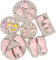 Xidmold 6pcs Baby Silicone Fondant Molds Baby Shower Theme Cake Decorating Mold, Baby Feet Hand Fondant Molds for Gummy Chocolate Candy Cupcake Gum Paste Polymer Clay