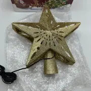 Christmas Tree Topper Lighted LED Star Snowflake Projector Rotating Lamp Gold