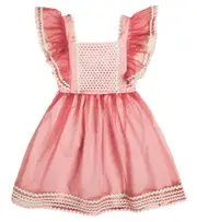 [Stella McCartney Kids] Stella McCartney Kids Ruffle-trimmed embroidered dress Y 3 pink