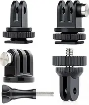 SOONSUN Tripod Mount Kit with 1/4"-20 Conversion Adapter and Cold Shoe Mount with 1/4" Thread, Compatible with GoPro Hero 13 12 11 10 9 8 7 6 5, DJI Osmo, AKASO, SJCAM, Insta360, DSLR Cameras