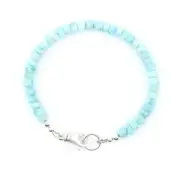 6mm Blue Faceted Larimar Bracelet, Genuine Rondelle Beaded Gemstone Jewelry