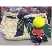 在飛比找蝦皮購物優惠-Scottish house 蝴蝶結藤編包 藍綠黃格