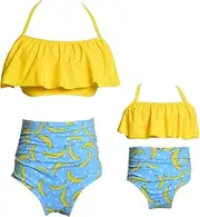 [KABETY] Girls Swimsuit Two Pieces Bikini Set, Banana Mom, Small