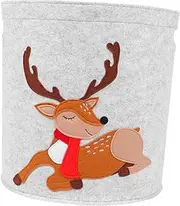 Cartoon Felt Embroidered Storage Bucket for Toys Household Organizer Laundry Sundries