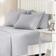 [Comfort Spaces] Microfiber Set 14" Deep Pocket, Wrinkle Resistant All Around Elastic-Year-Round Cozy Bedding Sheet, Matching Pillow Cases, King, Light Gray (CS20-0245)